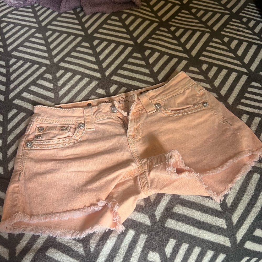Women's Peach Denim Shorts